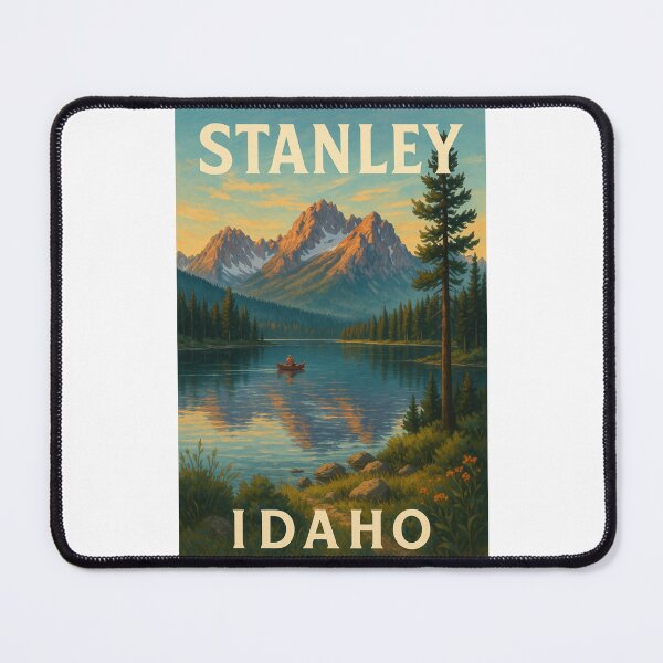 Item preview, Stanley Idaho Alpine Lake Scene with Sawtooth Mountains and Canoe designed and sold by Places On Earth.