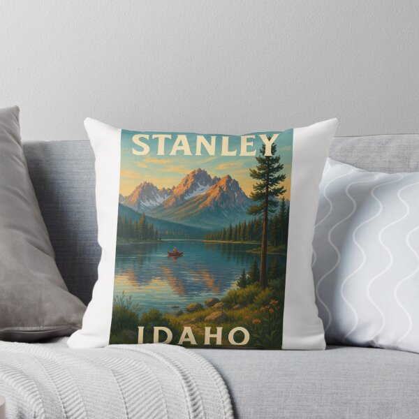 Item preview, Stanley Idaho Alpine Lake Scene with Sawtooth Mountains and Canoe designed and sold by Places On Earth.