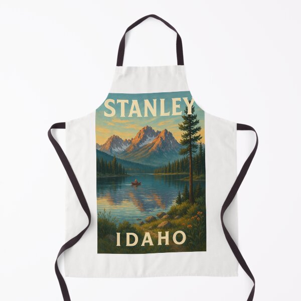 Item preview, Stanley Idaho Alpine Lake Scene with Sawtooth Mountains and Canoe designed and sold by Places On Earth.