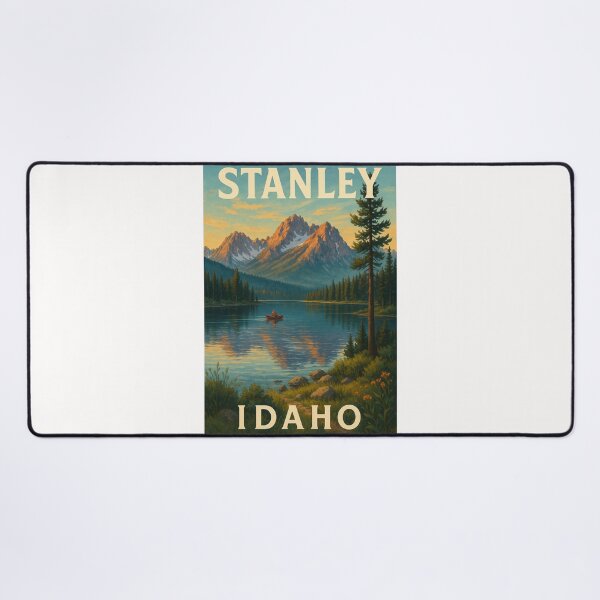Item preview, Stanley Idaho Alpine Lake Scene with Sawtooth Mountains and Canoe designed and sold by Places On Earth.