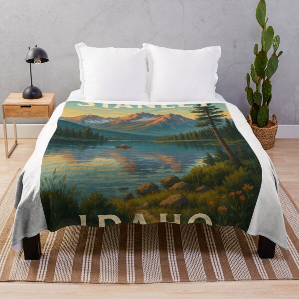 Item preview, Stanley Idaho Alpine Lake Scene with Sawtooth Mountains and Canoe designed and sold by Places On Earth.