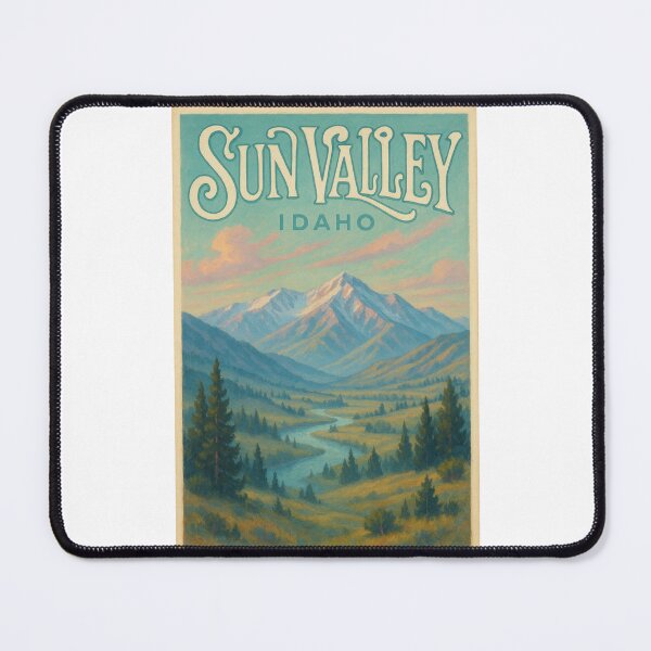 Item preview, Sun Valley Idaho Pastel Sunset Over Mountains and River Valley designed and sold by Places On Earth.
