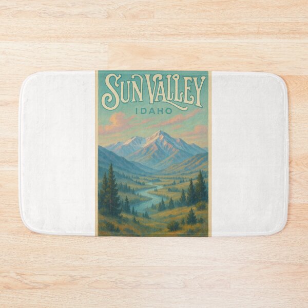 Item preview, Sun Valley Idaho Pastel Sunset Over Mountains and River Valley designed and sold by Places On Earth.