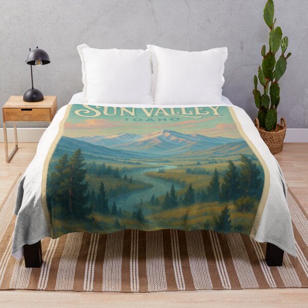 Item preview, Sun Valley Idaho Pastel Sunset Over Mountains and River Valley designed and sold by Places On Earth.
