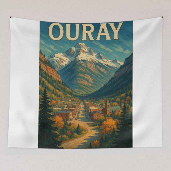 Item preview, Ouray Colorado Autumn Townscape with Mountain Backdrop designed and sold by Places On Earth.
