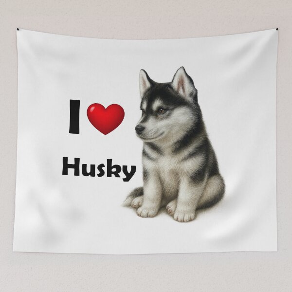 Item preview, I ❤️ Husky – Cute Siberian Husky Puppy Design designed and sold by Eylali.