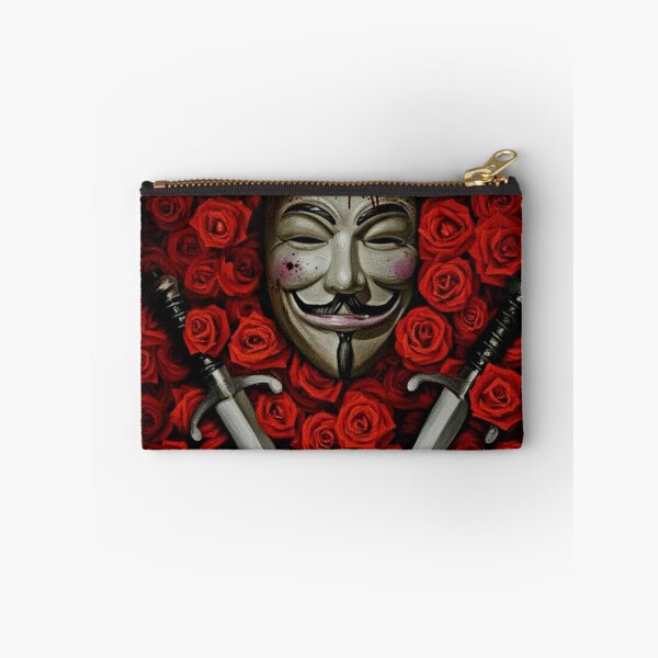 Item preview, Iconic Mask Red Rose Bed Art | Crossed Daggers Political Thriller Painting | Anarchist Symbolism designed and sold by Art's Diner.