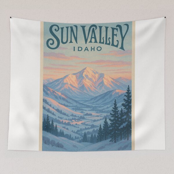 Item preview, Sun Valley Idaho Winter Landscape with Snowy Mountains and Pines designed and sold by Places On Earth.
