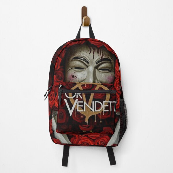 Item preview, Iconic Mask Red Rose Bed Art | Crossed Daggers Political Thriller Painting | Anarchist Symbolism designed and sold by Art's Diner.