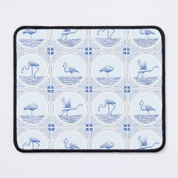 Item preview, Delft Blue Flamingo Pattern – Dutch Tile Inspired Bird Design, Coastal Print for Apparel & Decor designed and sold by piptompatternco.