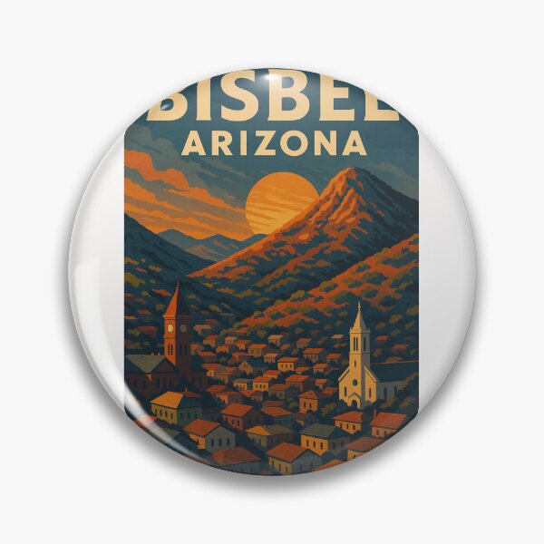 Item preview, Bisbee Arizona Sunset Over Churches and Rooftops in Mule Mountains designed and sold by Places On Earth.