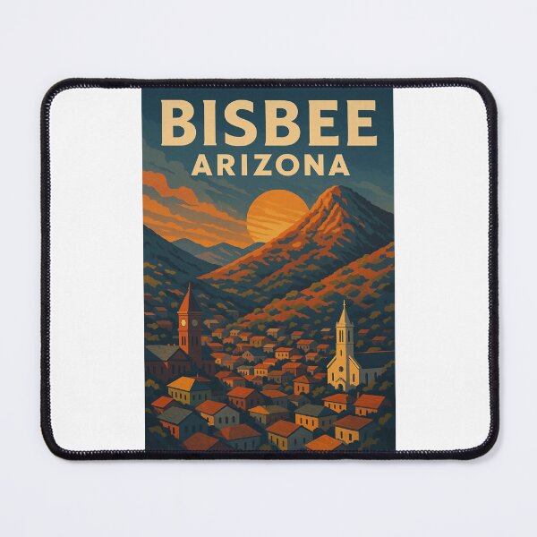 Item preview, Bisbee Arizona Sunset Over Churches and Rooftops in Mule Mountains designed and sold by Places On Earth.