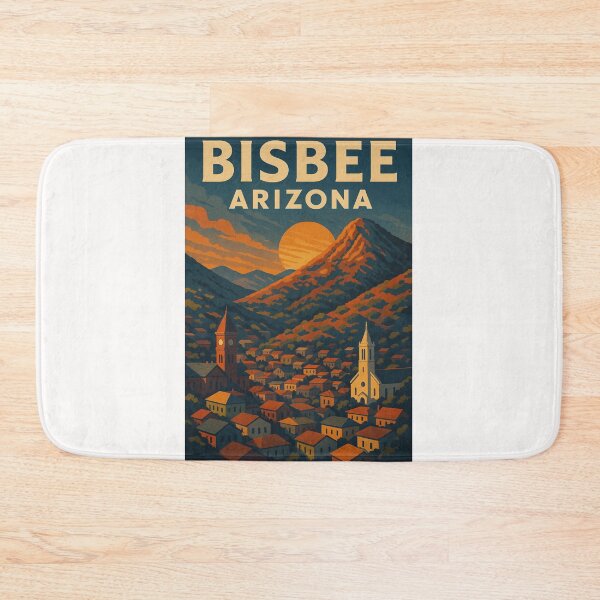 Item preview, Bisbee Arizona Sunset Over Churches and Rooftops in Mule Mountains designed and sold by Places On Earth.