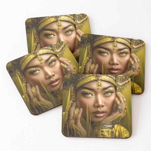 Item preview, Regal Beauty in Golden Traditional Attire designed and sold by Artessie.