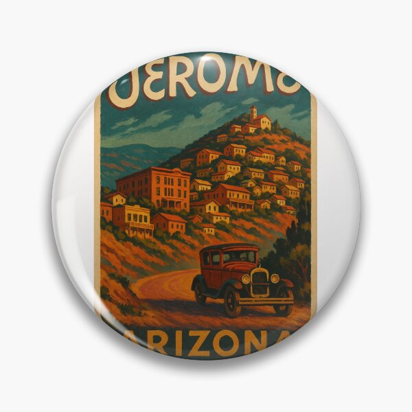 Item preview, Jerome Arizona Historic Mining Town with Classic Car and Hilltop View designed and sold by Places On Earth.