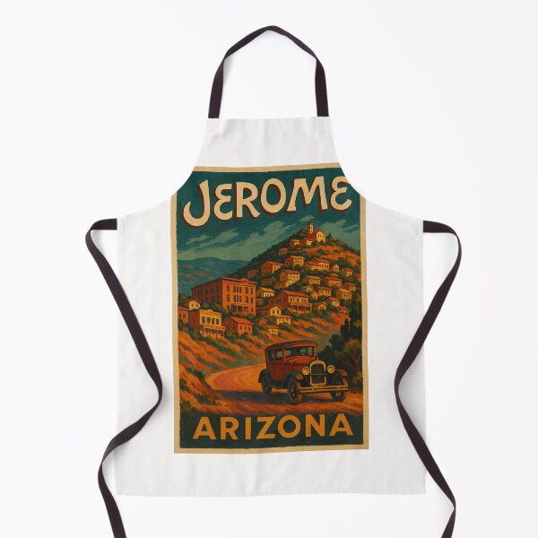 Item preview, Jerome Arizona Historic Mining Town with Classic Car and Hilltop View designed and sold by Places On Earth.