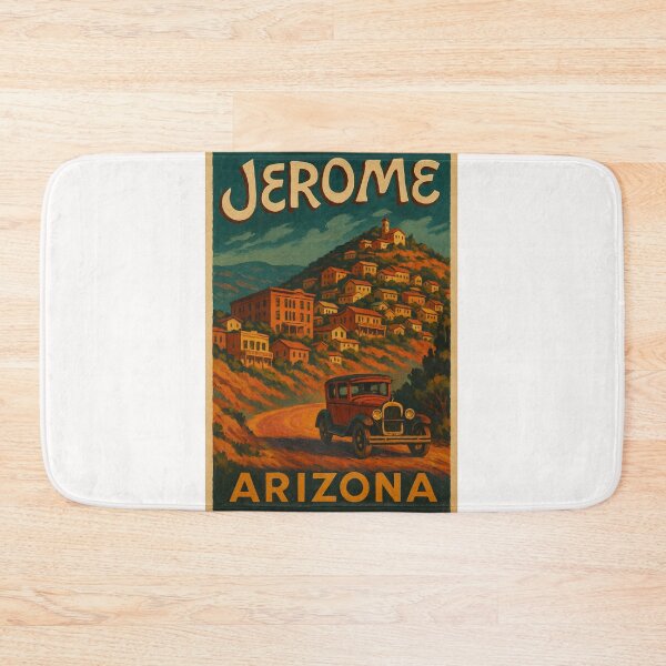 Item preview, Jerome Arizona Historic Mining Town with Classic Car and Hilltop View designed and sold by Places On Earth.
