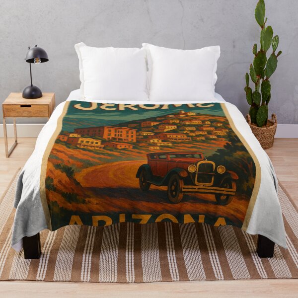 Item preview, Jerome Arizona Historic Mining Town with Classic Car and Hilltop View designed and sold by Places On Earth.