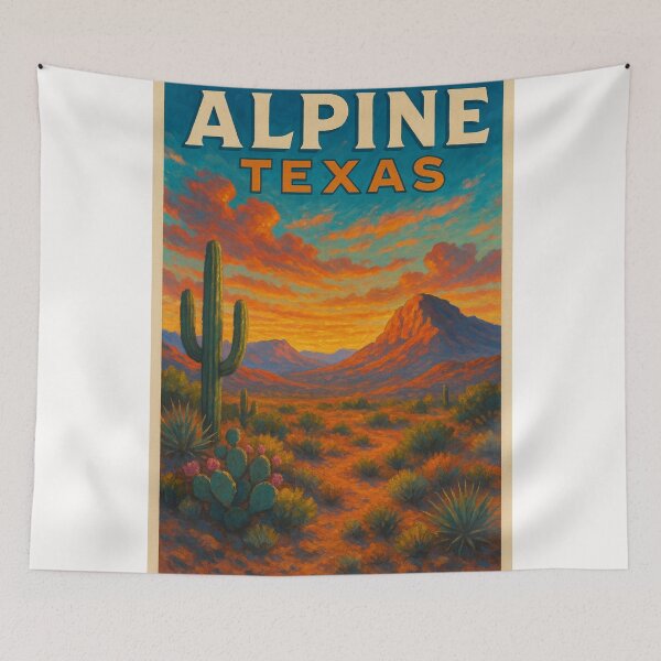 Item preview, Alpine Texas Chihuahuan Desert Sunset with Saguaro and Mountain View designed and sold by Places On Earth.