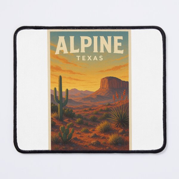 Item preview, Alpine Texas Desert Plateau with Sunset Behind Flat-Topped Mesa designed and sold by Places On Earth.
