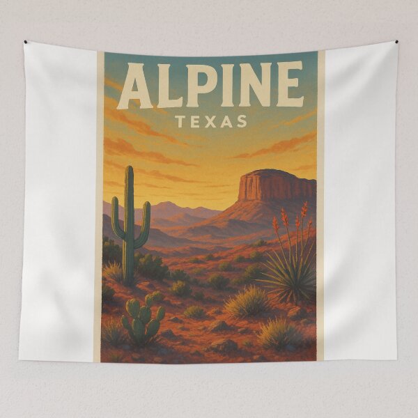 Item preview, Alpine Texas Desert Plateau with Sunset Behind Flat-Topped Mesa designed and sold by Places On Earth.