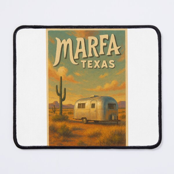 Item preview, Marfa Texas Desert Landscape with Classic Silver Airstream and Cactus designed and sold by Places On Earth.