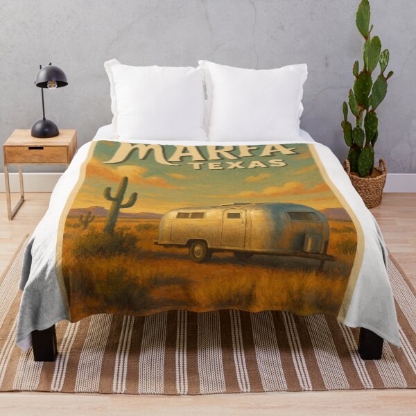 Item preview, Marfa Texas Desert Landscape with Classic Silver Airstream and Cactus designed and sold by Places On Earth.