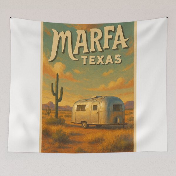 Item preview, Marfa Texas Desert Landscape with Classic Silver Airstream and Cactus designed and sold by Places On Earth.