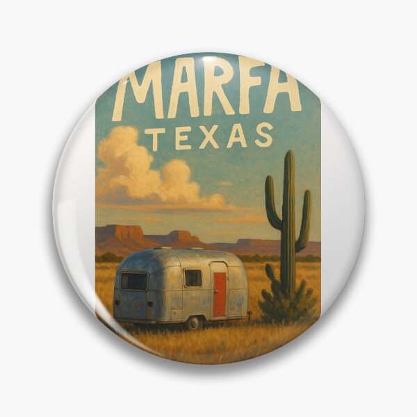Item preview, Marfa Texas Open Desert Field with Airstream, Saguaro, and Distant Buttes designed and sold by Places On Earth.