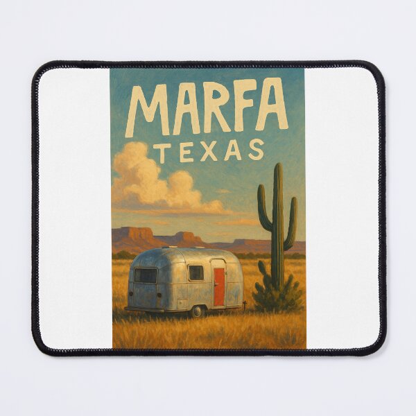 Item preview, Marfa Texas Open Desert Field with Airstream, Saguaro, and Distant Buttes designed and sold by Places On Earth.
