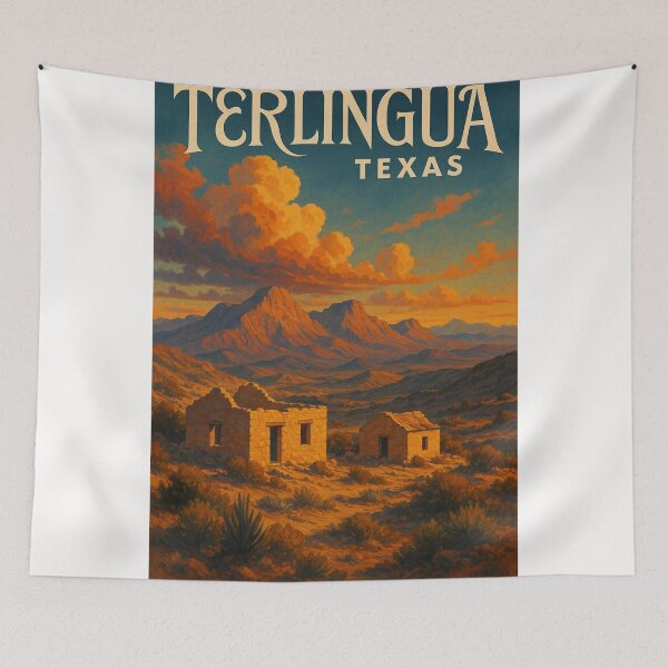 Item preview, Terlingua Texas Desert Ghost Town with Mountains and Evening Clouds designed and sold by Places On Earth.