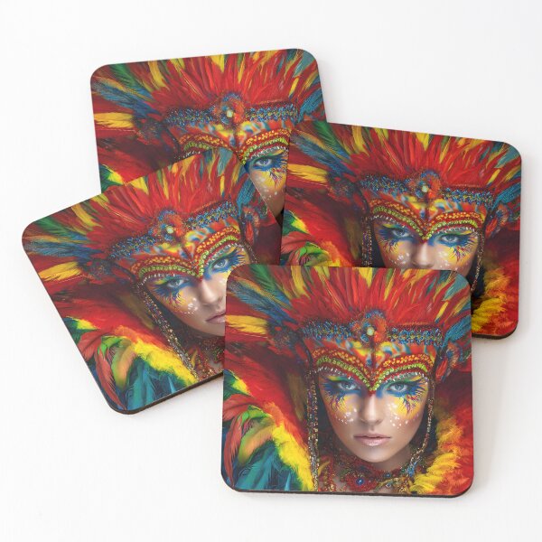 Item preview, Vibrant Carnival Make-Up with Colorful Feathers designed and sold by Artessie.