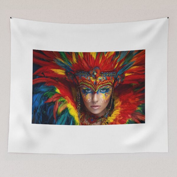 Item preview, Vibrant Carnival Make-Up with Colorful Feathers designed and sold by Artessie.