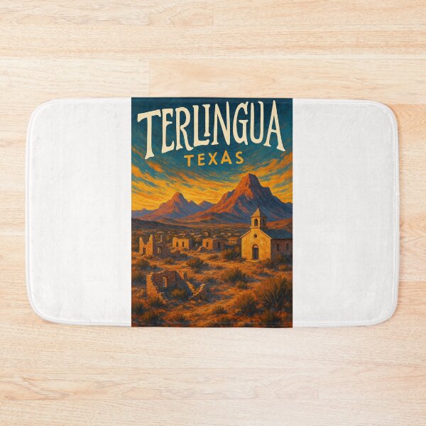 Item preview, Terlingua Texas Ghost Town with Ruins and Chisos Mountains at Dusk designed and sold by Places On Earth.