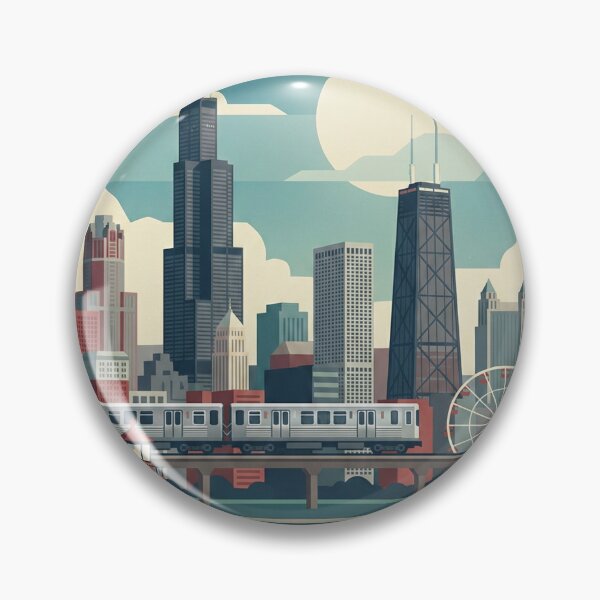 Item preview, Chicago Retro Travel Poster - Skyline Vintage Art designed and sold by XploreNA.