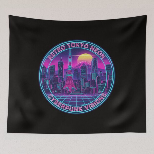Item preview, Retro Neon Tokyo Skyline – Vaporwave Edition designed and sold by Tily360.