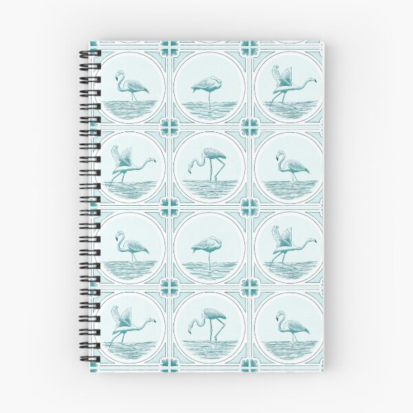 Aperçu de l'œuvre Motif Flamant rose turquoise de Delft – Motif oiseau inspiré des carreaux hollandais, imprimé côtier pour vêtements et décoration créée et vendue par piptompatternco.