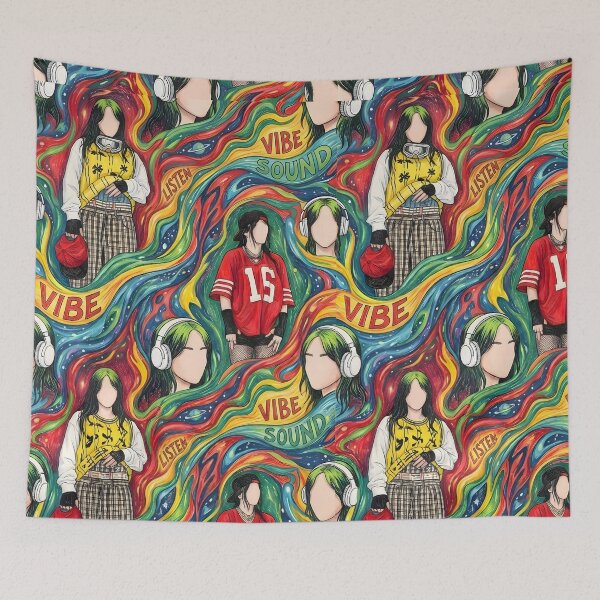 Item preview, Billy Elish Music Girl Pattern – Colorful Aesthetic Art designed and sold by Artistic canvas store.
