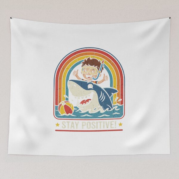 Item preview, Stay Positive Retro Shark Illustration for Kids Summer designed and sold by chattsuede.