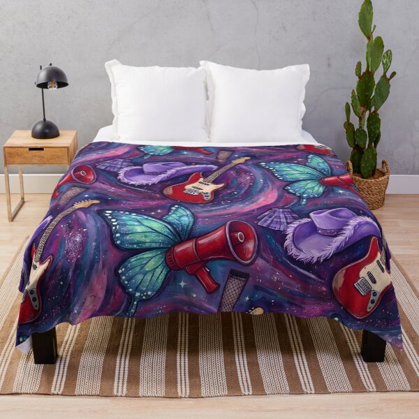 Item preview, Cosmic Rock & Magic Wings Pattern – Retro Guitar, Butterfly & Cowgirl Aesthetic designed and sold by Artistic canvas store.