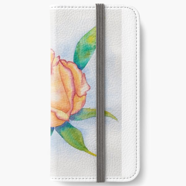 Orange and pink watercolour rose iPhone Wallet