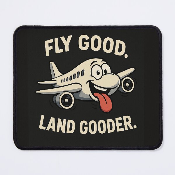 Item preview, Fly Good Land Gooder – Funny Cartoon Airplane Pilot T-Shirt Design designed and sold by SnarkleCo.