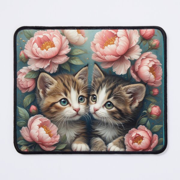 Item preview, A couple of cute kittens among the peonies. designed and sold by Natalia-Vlad.