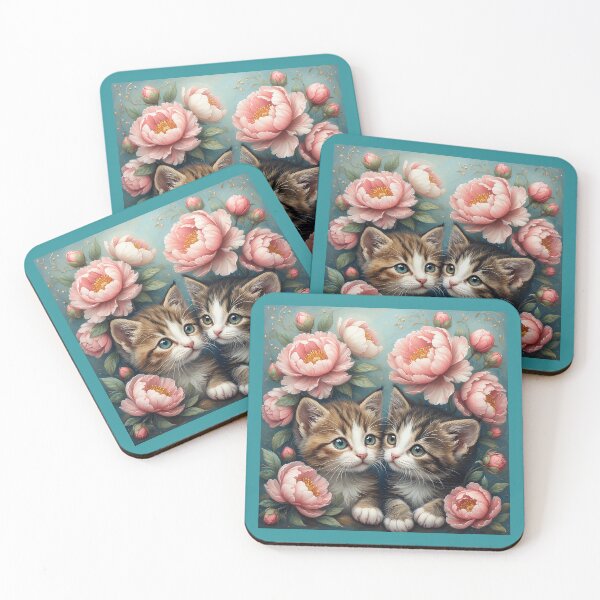 Item preview, A couple of cute kittens among the peonies. designed and sold by Natalia-Vlad.