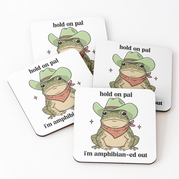 Item preview, Hold On Pal – Funny Frog Cowboy Pun designed and sold by Senkov.