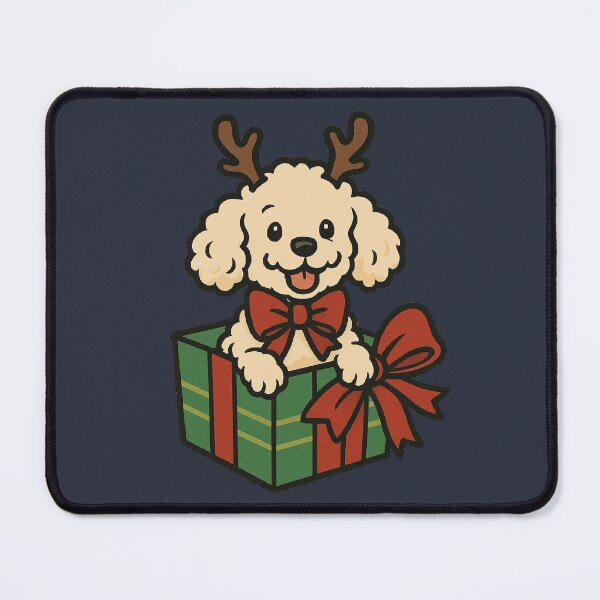 Artikelvorschau, Niedlicher Weihnachtspudel in Geschenkbox | Lustiger Weihnachtshund entworfen und verkauft von Shtex.