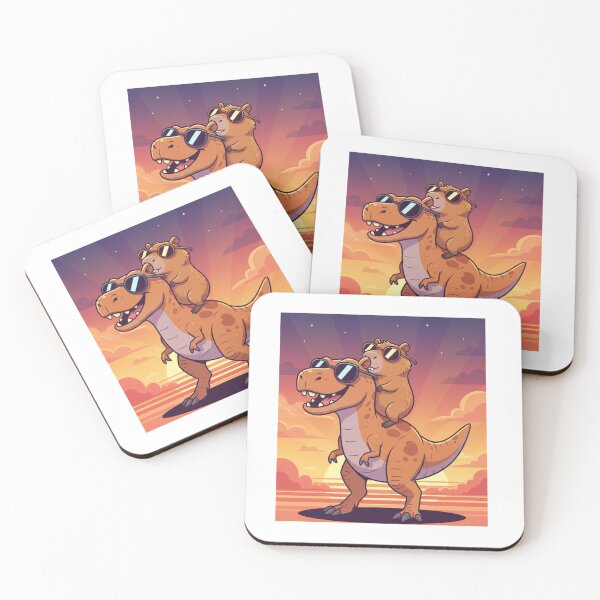 Item preview, Chill Capybara Riding T-Rex - Funny Dino Friend designed and sold by Merchifyme2000.