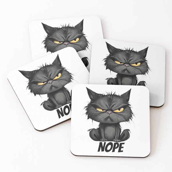 Item preview, Nope Grumpy Black Cat – Funny Attitude Cat Illustration designed and sold by Ahmed-G-Designs.