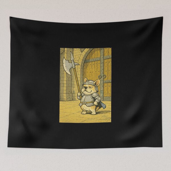 Item preview, French Bulldog Medieval Dogs – Castle Gate Guard – Gift for French Bulldog Lovers • Retro Comics • Vintage Halftone designed and sold by JacobKAurumhead.
