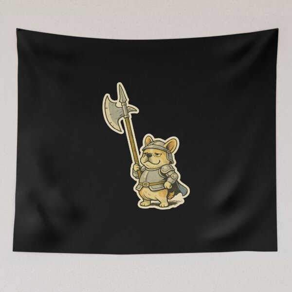 Item preview, French Bulldog Medieval Dogs – Castle Gate Guard Clean Cut – Gift for French Bulldog Lovers • Retro Comics • Vintage Halftone designed and sold by JacobKAurumhead.